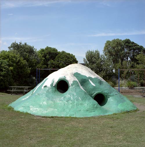 Taranaki Maunga in a playground