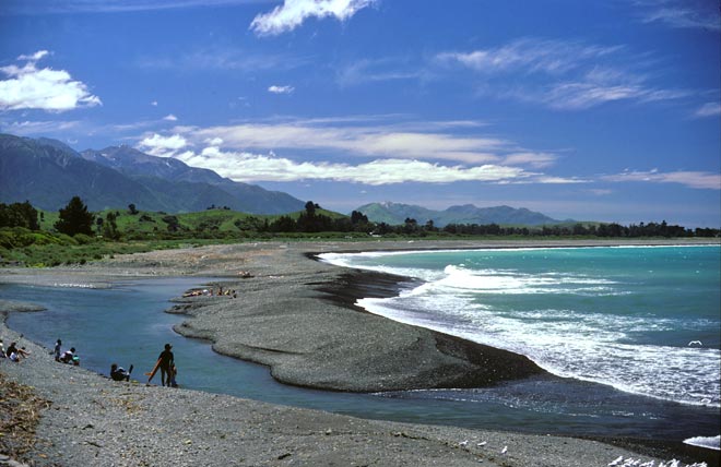 Sand and gravel shore, Puketā