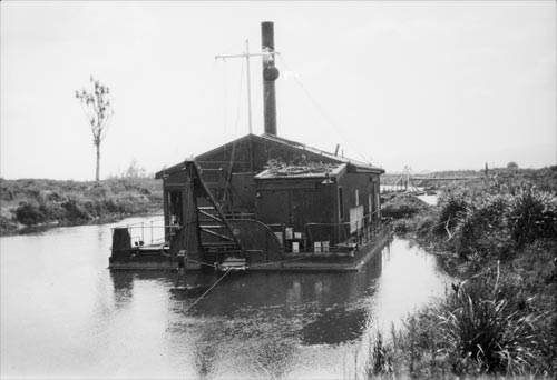 A dredge on a river.
