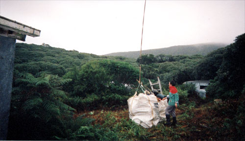 Picking up equipment and birds