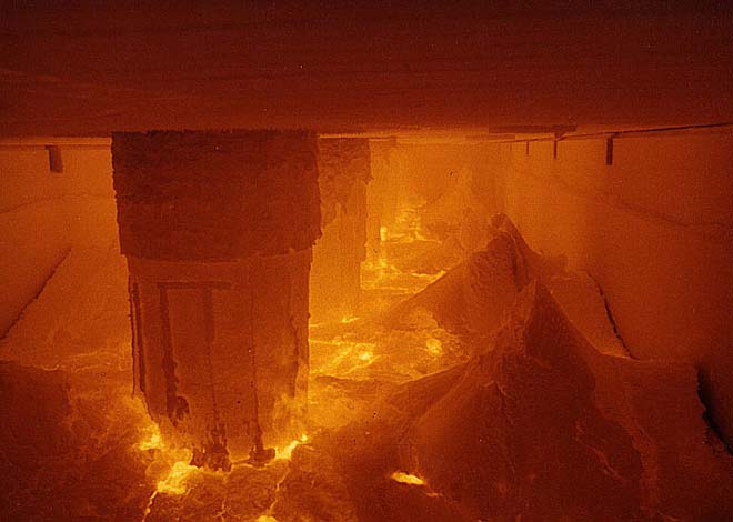 Inside an iron smelter
