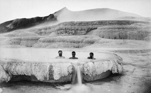 Bathing at the White Terrace
