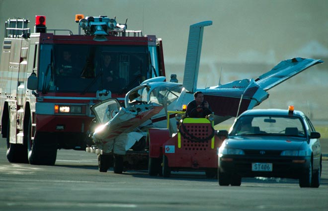 Remains of a light aircraft