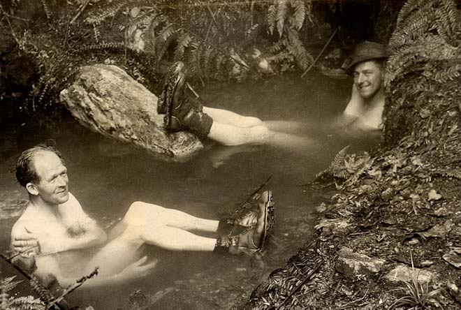 Soaking in natural thermal pools 