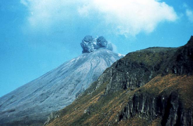 Mt Ngāuruhoe erupting, 1974 