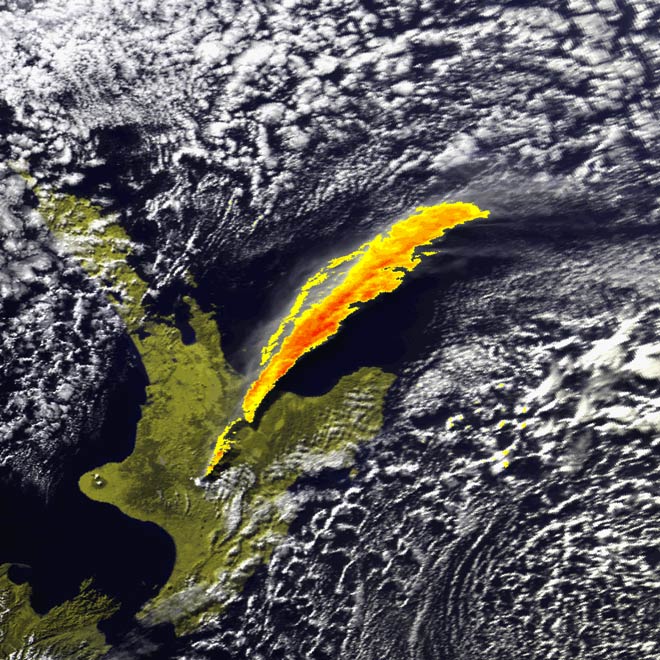Ash from Ruapehu, 1996 