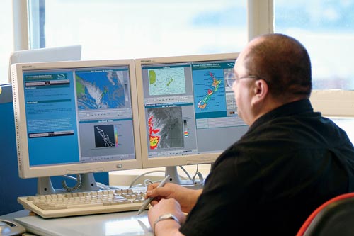 A meteorologist at work