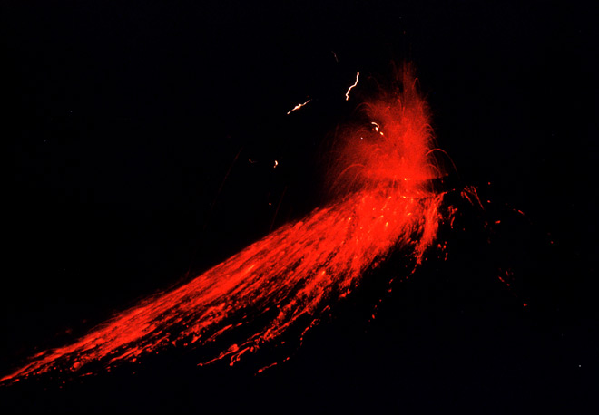 Mt Ngāuruhoe erupting, 1974 