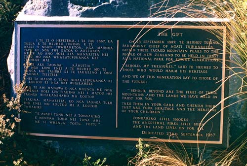 Plaque, Tongariro National Park