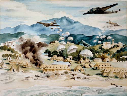 German paratroopers landing at Galatás, Crete