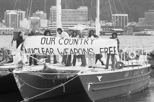 Protesting the visit of the US vessel Truxton