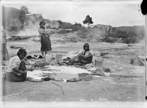 Washing clothes at Whakarewarewa
