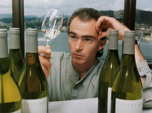 Kevin Judd with Cloudy Bay sauvignon blanc