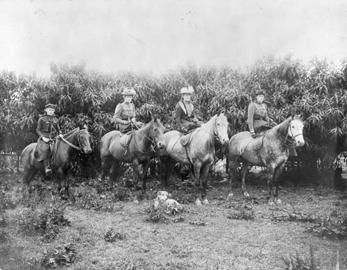 The Exley sisters on horseback