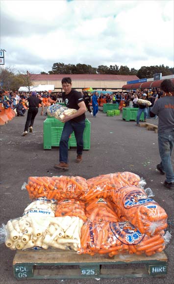 Stack-and-wrap race, Ōhakune Carrot Carnival