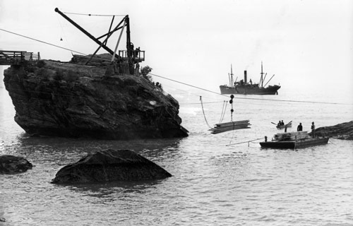 Loading timber, Bruce Bay