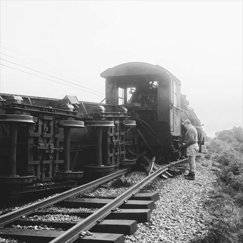Derailed train