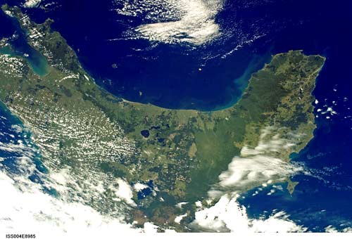 Satellite view of the Bay of Plenty
