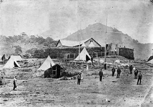 Australian servicemen at Kaitake, around 1864