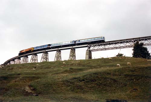 Train on a viaduct