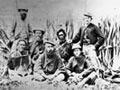 Land negotiators on the banks of the Waihou River, Waikato, 1865 or 1866