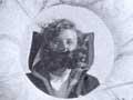 Women in mask and cape looking through life-saving ring on board a ship