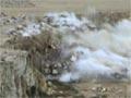 Clouds of dust as a result of rock blasting at Wilsonville limestone quarry