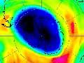 Graphic showing a hole in the Ozone layer above Antarctica in September 2002