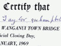 Town bridge closing certificate 