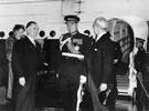 Sidney Holland (left), Viscount  Cobham (centre) and Harold Barrowclough (right), September 1957