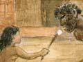 Child feeding a tohunga, around 1863
