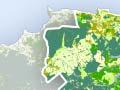 Map of East Cape overlaid with vegetation