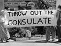 Picketing the South African consulate, 1977