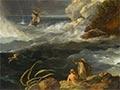William Hodges, 'A view of Cape Stephens in Cook's Straits with waterspout'