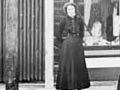 Agnes Addison outside her drapery shop, Hokitika