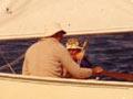 A 1970 photograph of Jack Brooke racing a Sunburst dinghy