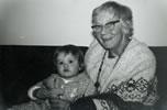 Freda Cook (right) with her great-niece Rachel Barnes, 1971