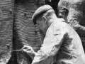 James Ingram McDonald working on a clay sculpture