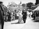 Benjamin Sutherland (right) accompanies his daughter Jean at her marriage to Dr Reay Mackay in 1938