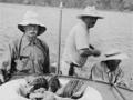 Bernard Sladden, and two friends, onboard his launch Severn