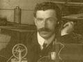 James Strachan with a radio