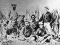 Land negotiators on the banks of the Waihou River, Waikato, 1865 or 1866