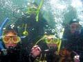 A snorkel scuba race