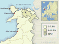 Proportion of Welsh migrants to New Zealand by county of birth, 1853–70