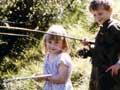 Kids fishing with bait