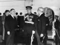Sidney Holland (left), Viscount  Cobham (centre) and Harold Barrowclough (right), September 1957