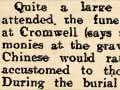Early Chinese funeral, Cromwell