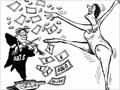 Helen Clark distributing money