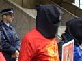 Protesting at the Chinese embassy