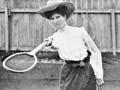 Kathleen Nunneley demonstrating a forehand drive